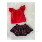 Moda Lina Kız Bebek Kırmızı Bluz Ekose Etek Takım
