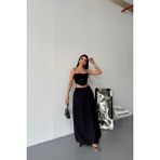 Moda Loris Bel Lastikli Balon Etek Şanel Boy Soft Kumaş - Siyah
