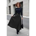 Moda Loris Kadın Yüksek Belli Maxi Deri Kemersiz Etek - Siyah - L - XL