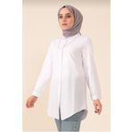 MODA MAÇKA PARK Kadın Beyaz Boyfriend Gömlek Tunik