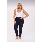 Moda Mark Real Kadın Beli Lastikli Kot Tayt Pantolon / Toparlayıcı /yüksek Bel /büyük-Küçük-Beden - 50 - Koyu Lacivert