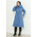 Moda Mihram Gizli Fermuarlı Kapşonlu Mont 19211 - 46 - Mavi