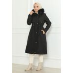 Moda Mihram Gizli Fermuarlı Kapşonlu Mont 19211 - 50 - Siyah