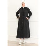 Moda Mihram Kapşonlu Kot Mont Açık Mavi 19230 - 38 - Füme