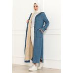 Moda Mihram Kapşonlu Kot Mont Açık Mavi 19230 - 40