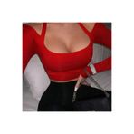 Moda Mistik kırmızı boyundan askılı bluz