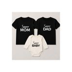 MODA Mom Dad Baby Baskılı Anne Baba Bebek Aile Tişört Zıbın Kombin