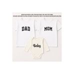 MODA Mom Dad Baby Baskılı Cinsiyet Partisi Anne Baba Bebek Aile Tişört Zıbın Kombin