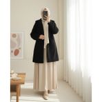 Moda Morfo Düğmeli Astarlı Önden Cepli Peluş Kaban -Siyah - 38