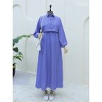 Moda Morfo Gömlek Yaka Bolero Detaylı Çizgili Uzun Elbise -Koyu Mavi - L - XL