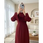 Moda Morfo Hakim Yaka Belden Bağlamalı Elbise -Kırmızı - 42 - Kırmızı Bebek Arabası - Kırmızı Tulum