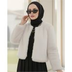 Moda Morfo İçi Astarlı Kürklü Kaban -Krem - 42