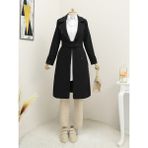 Moda Morfo Kemerli Astarlı Bolero Detaylı Kaban -Siyah - 38