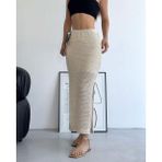 Moda Morfo Yırtmaçlı Astarlı Triko Etek -Krem - Standart