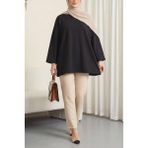 Moda Morfo Yuvarlak Yaka Salaş Penye Tunik -Siyah