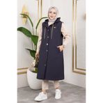 Moda MSK Arma Detaylı Kapüşonlu Kapitone Füme Yelek