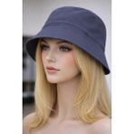 Moda Nokta Yazlık Kumaş Kova Şapka, Erkek Kadın Düz Balıkçı Bucket Şapka, Unisex - Standart - Gümüş
