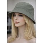 Moda Nokta Yazlık Kumaş Kova Şapka, Erkek Kadın Düz Balıkçı Bucket Şapka, Unisex - Standart - Haki