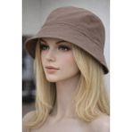 Moda Nokta Yazlık Kumaş Kova Şapka, Erkek Kadın Düz Balıkçı Bucket Şapka, Unisex - Standart - Kahverengi