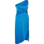 Moda Oversize Şık Abiye Gece Saten Dokuma Kayık Yaka Kolsuz Kol Shift Maxi Boy Büyük Beden Elbise