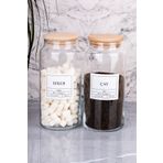 MODA OZY 2li 1300ml Ahşap Kapaklı Vakumlu Cam Çay/ Şeker Kavanozu Vakumlu Saklama Kabı