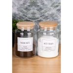 Moda Ozy 2li 800ML Ahşap Kapaklı Nescafe&süt Tozu Kavanozu Vakumlu Saklama Kabı (Etiket Dahildir) - Şeffaff - 800 ml