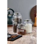 MODA OZY 3'lü 1300/800/500 ml Metal Kapaklı Çay&Şeker&Kahve Kavanozu Vakumlu Saklama Kabı