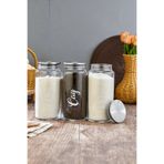 MODA OZY 3'lü Metal Kapaklı Vakumlu Çay&Şeker&Tuz&Bakliyat Kavanozu 1300ml Saklama Kabı(etiket dahil)