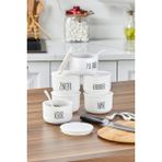 Moda Ozy 6'lı 400ML Vakumlu Akrilik Kapaklı Akrilik (Plastik) Baharatlık Seti Şeffaf Etiket Kaşık Hediyeli - Beyaz - 400 ml