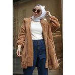 moda periy kadın modest basic mevsimlik kışlık Fermuarlı cepli Peluş Tesettür Hırka kap