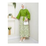 moda periy kadın yazlık mevsimlik tarz Yandan Bağlamalı Tunik Desenli Etek Takım tesettür kombin