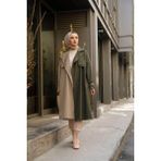 Moda Periy Su Geçirmez Garnili Çift Renkli Trençkot 10016 Haki - 40