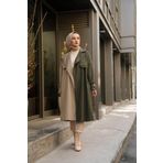 Moda Pery Kadın Modest Su Geçirmez Çift Renkli Tesettür Basic Mevsimlik Trençkot Krem Haki 10016