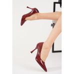 Moda Pie Polmis Düz Ökçe Kadın Stiletto Bordo Rugan