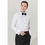 Moda Rabin Ata Yaka Siyah Düğme Slim Fit Beyaz Gömlek