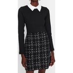 Moda Regular Casual Günlük Tüvit Dokuma Gömlek Yaka Uzun Kol A-Line Mini Boy Elbise