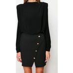 Moda Regular Gündüz Gece Finike Dokuma Kayık Yaka Uzun Kol Bodycone Mini Boy Elbise
