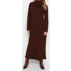 Moda Regular Günlük Tek Plaka Triko Yarım Balıkçı Yaka Uzun Kol Shift Uzun Boy Tesettür Elbise