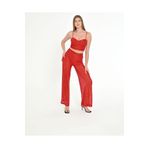 MODA Simli Askılı Crop & Palazzo Pantolon Takım KIRMIZI L