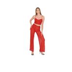 MODA Simli Askılı Crop & Palazzo Pantolon Takım KIRMIZI S
