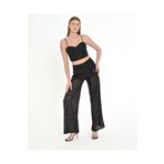 MODA Simli Askılı Crop & Palazzo Pantolon Takım SİYAH M