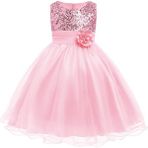 Moda Sitesi Kız Çocuk Pullu Payetli Abiye Elbise - Pembe - 4 - 5 Yaş