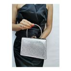 MODA SOAVE COLLECTION KADIN ABİYE YILAN GÜMÜŞ PARLAK ZİNCİRLİ DÜĞÜN GECE PARTİ ÇANTASI