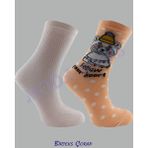 Moda Socks 2 Çift Desenli Kadın Soket Çorap 2 renk - Açık Turuncu - 35 - 40