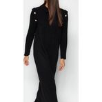 Moda Stil Regular Bisiklet Yaka Maxi Boy Tesettür Normal Kesim Uzun Triko Elbise