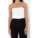 Moda Straplez Örme Regular Düz Desen Casual Günlük Regular Kolsuz Bluz
