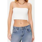 Moda Straplez Örme Slim Düz Desen Casual Günlük Crop Kolsuz Bluz