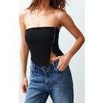 Moda Straplez Örme Slim Düz Desen Casual Günlük Regular Kolsuz Bluz