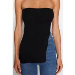 Moda Straplez Triko Slim Düz Desen Şık gece Regular Kolsuz Bluz