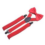 Moda temel jartiyer, 2.5CM yetişkin tulumları, hem erkek hem de kadın, çeşitli pantolon gömlek smokin için uygun, Siyah Aksesuarlar - Koyu Kırmızı, One Size